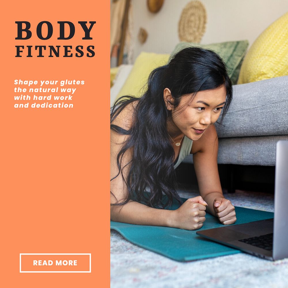Fitness Instagram post template, editable text