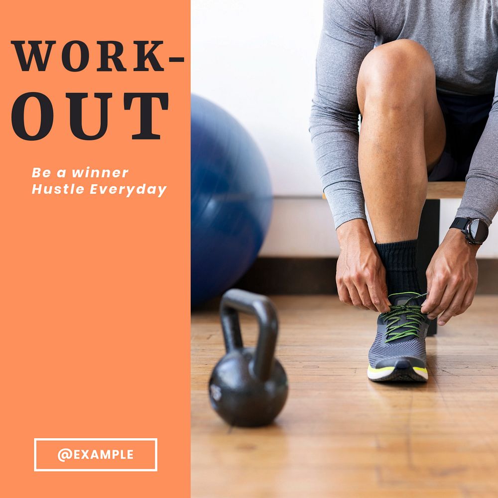 Workout everyday Instagram post template, editable text