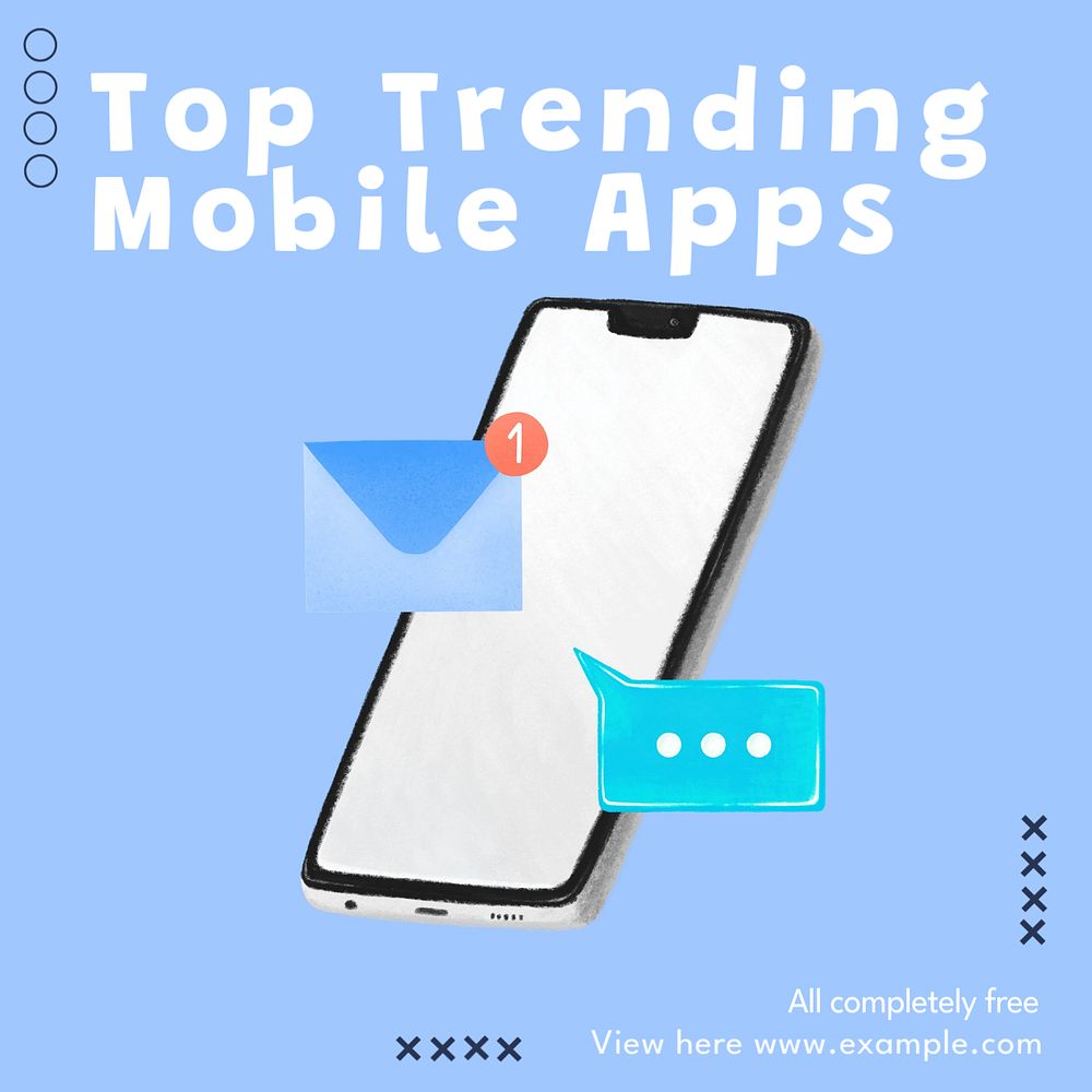 Trending mobile apps Instagram post template, editable text