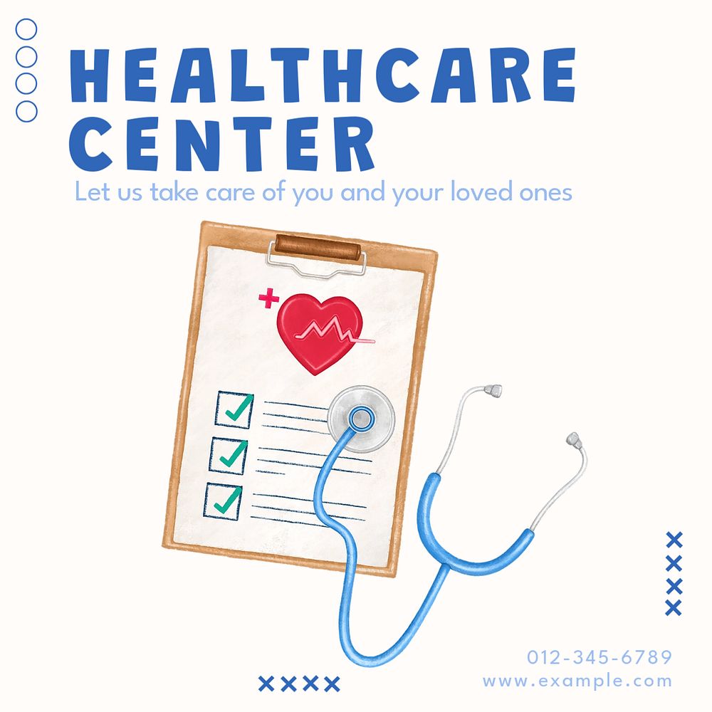 Healthcare center Instagram post template, editable text