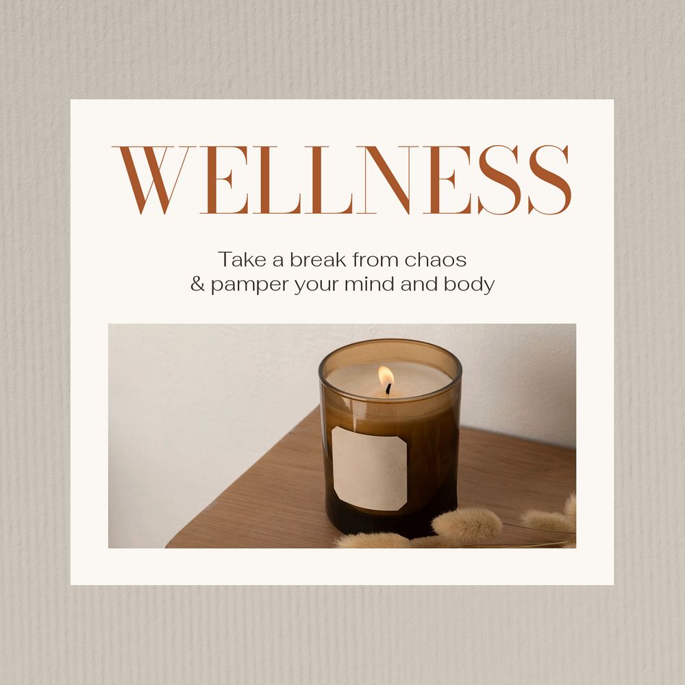 Wellness Instagram post template, editable text