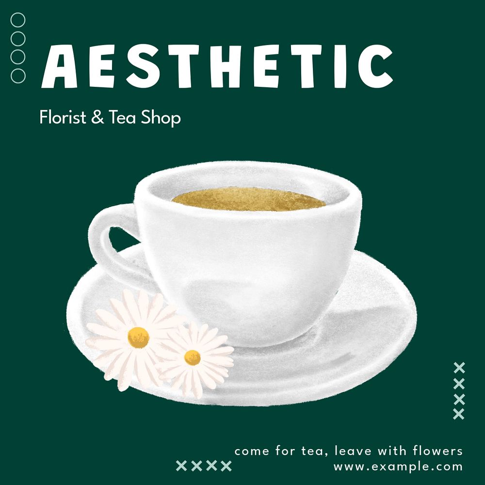 Florist and tea shop Instagram post template, editable text