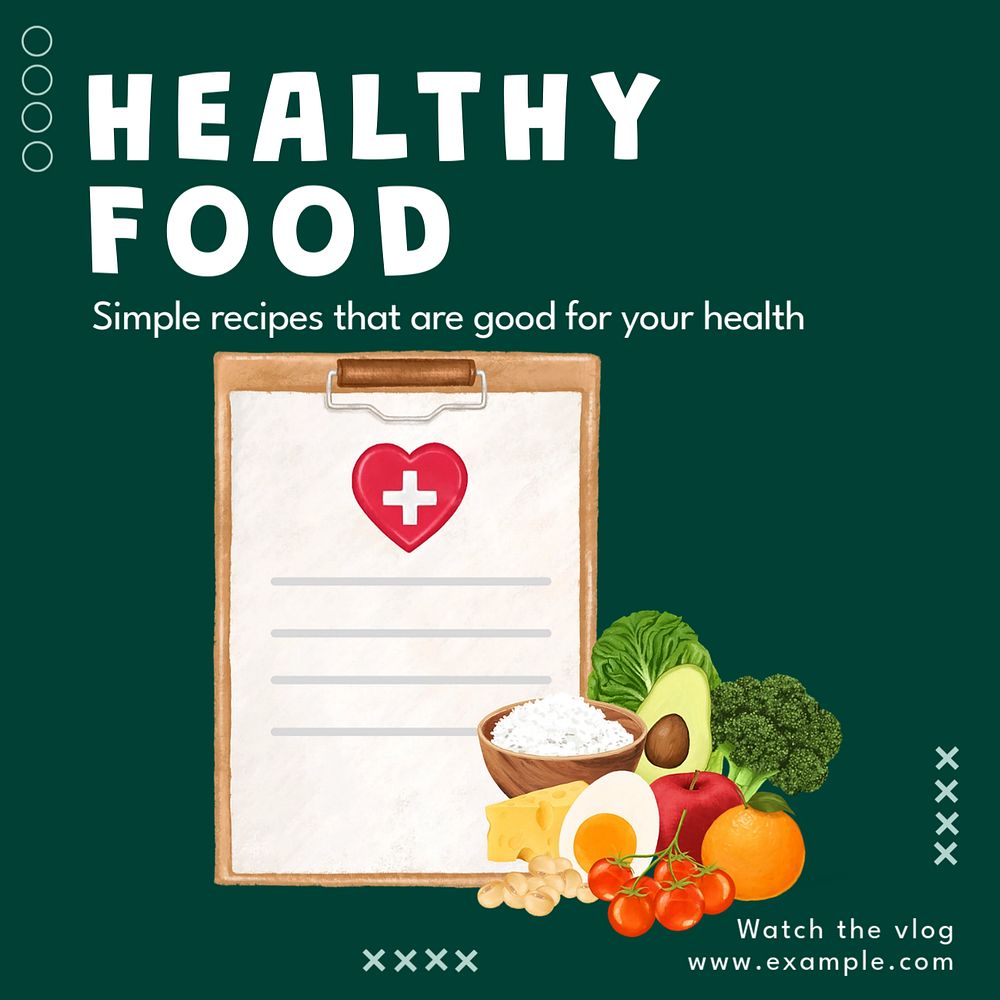 Healthy food Instagram post template, editable text