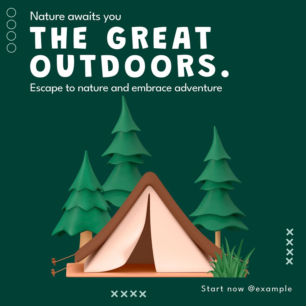 The great outdoors Instagram post template, editable text