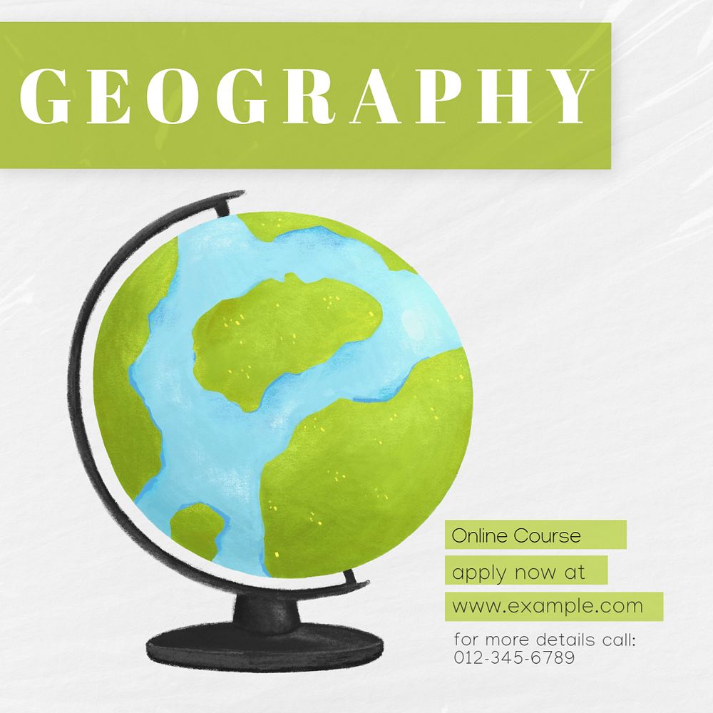 Geography class Instagram post template, editable text