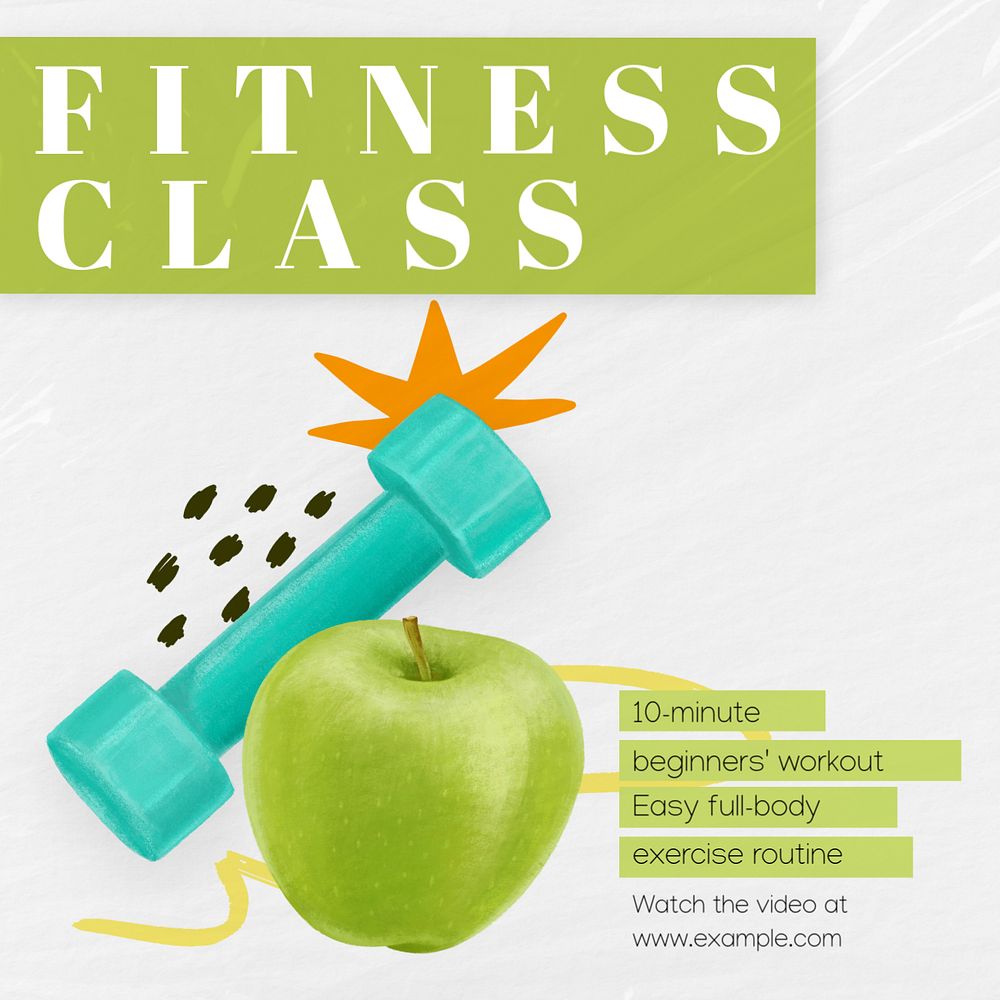 Fitness class Instagram post template, editable text