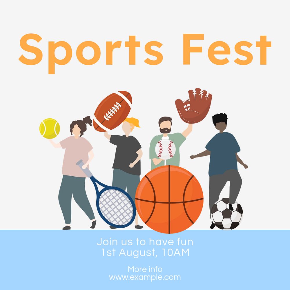 Sports fest Instagram post template, editable text