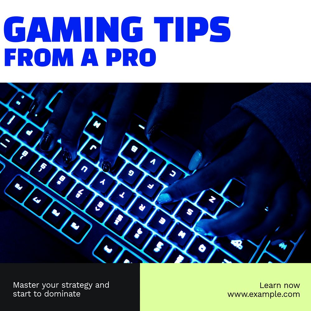 Gaming tips Instagram post template, editable design