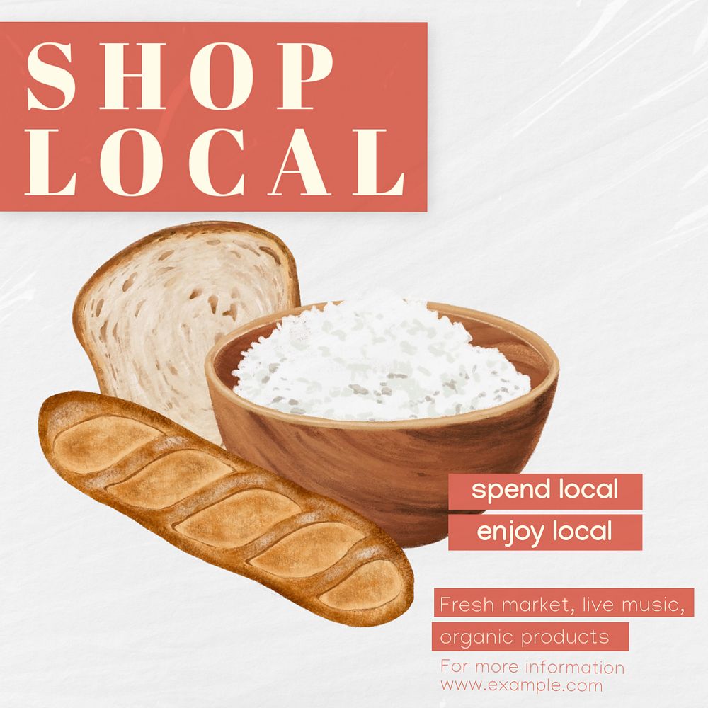 Shop local Instagram post template, editable text