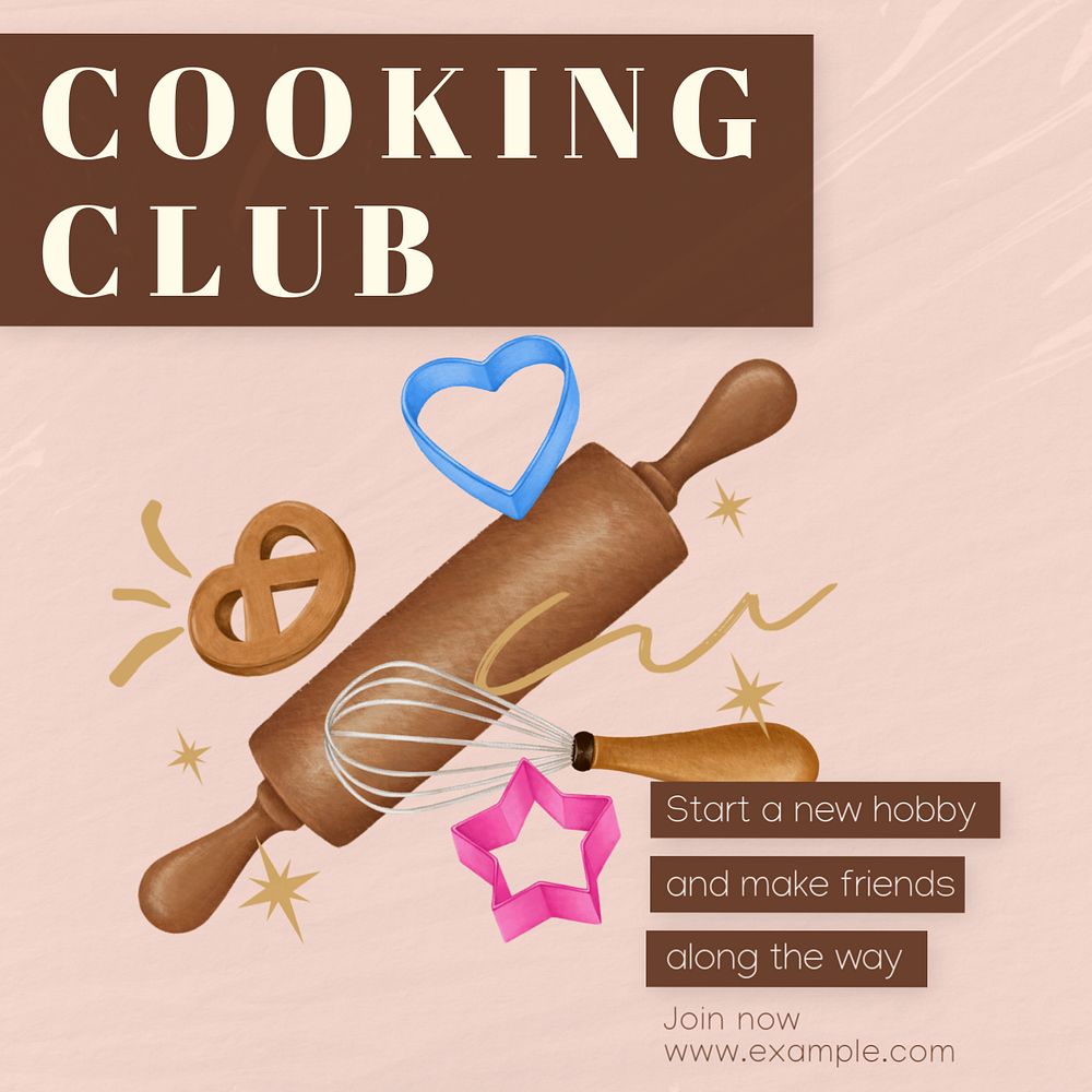 Cooking club Instagram post template, editable text