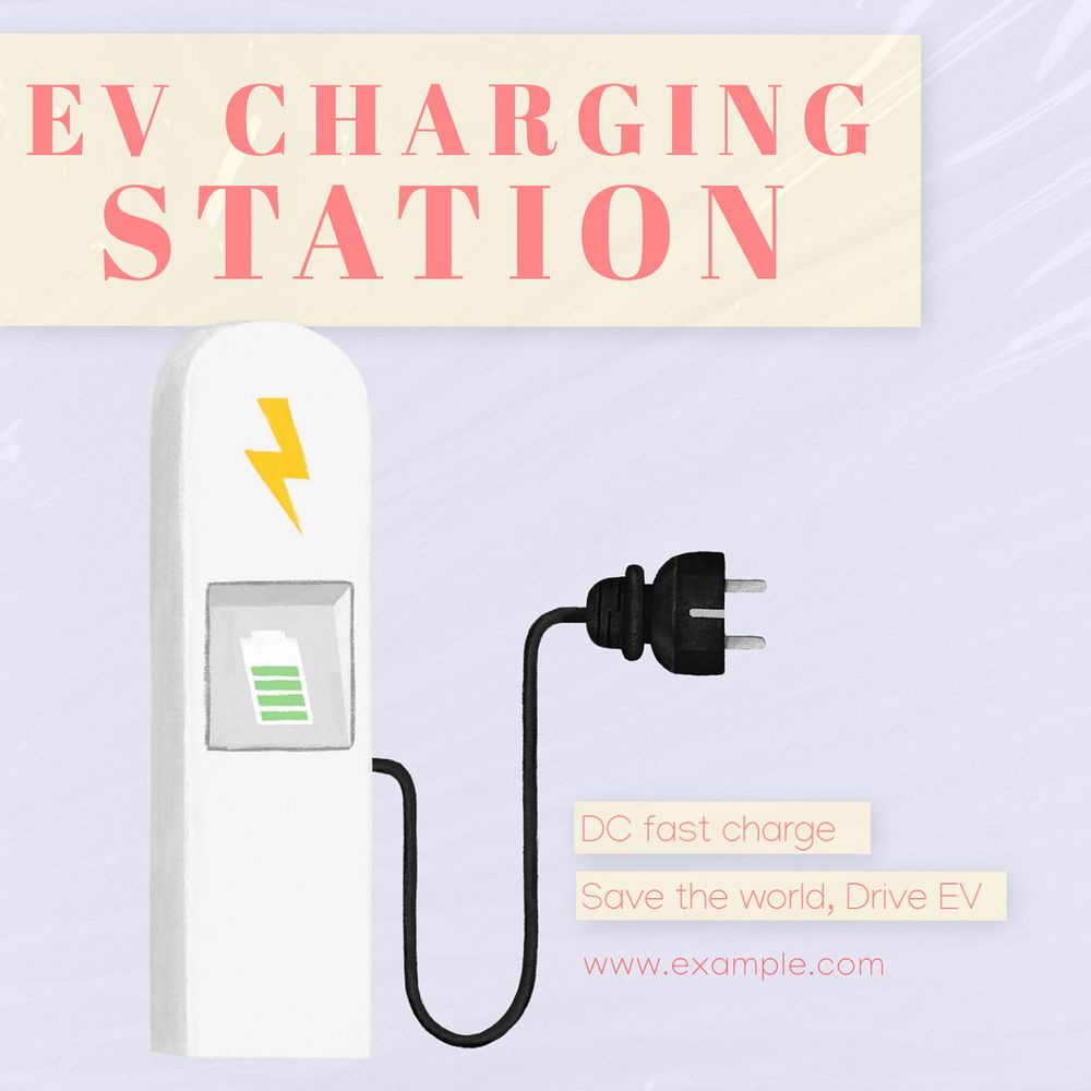 EV charging Instagram post template, editable text