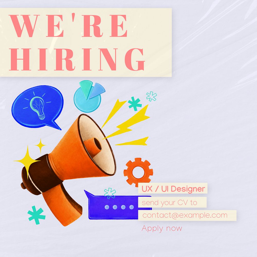 We're hiring Instagram post template, editable text