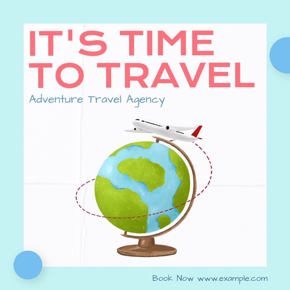 Travel agency Instagram post template, editable text