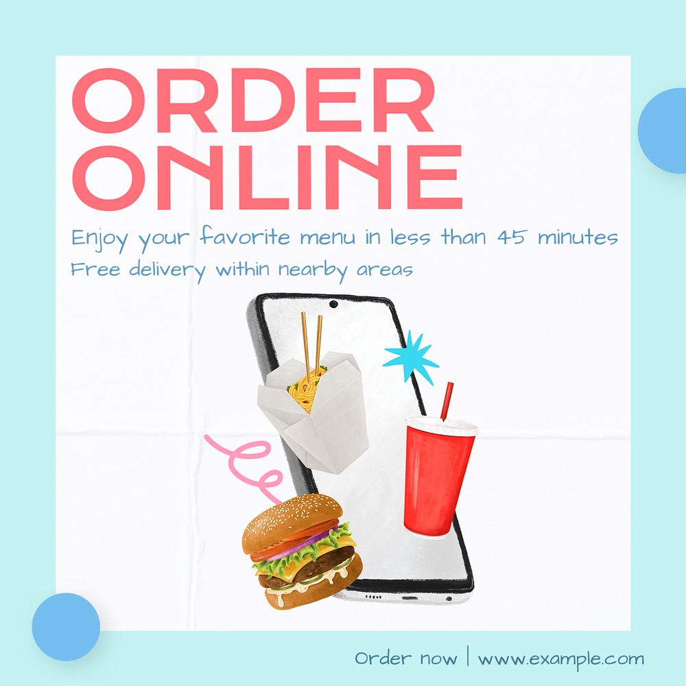 Food delivery Instagram post template, editable text