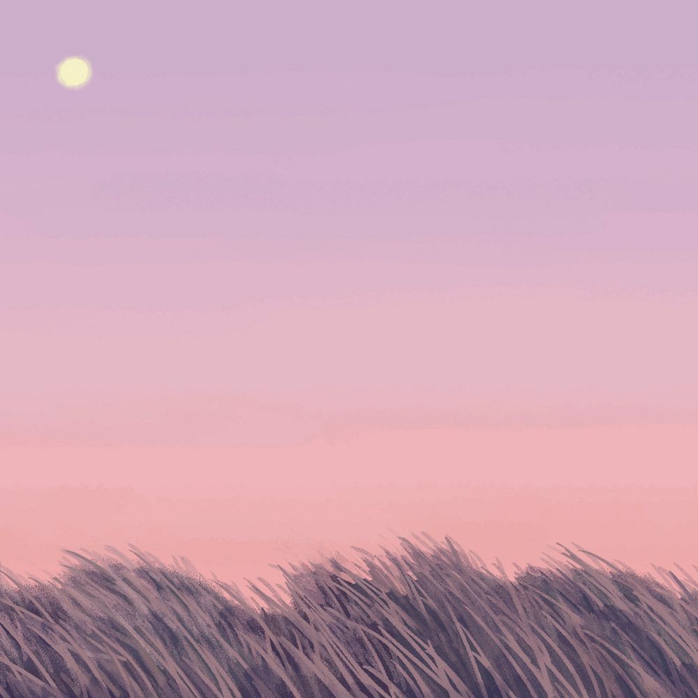 Editable purple sky grass, painting illustration