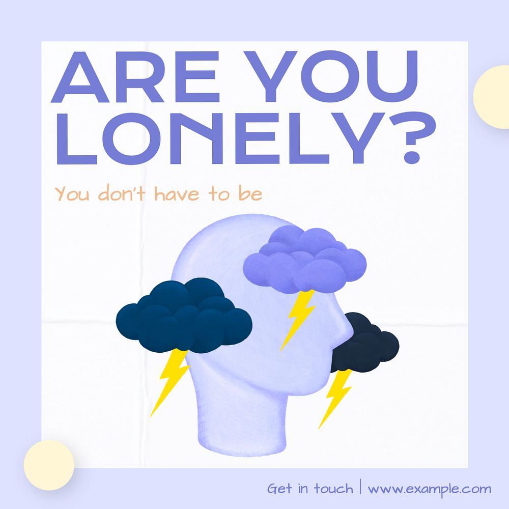 Sad and lonely Instagram post template, editable text