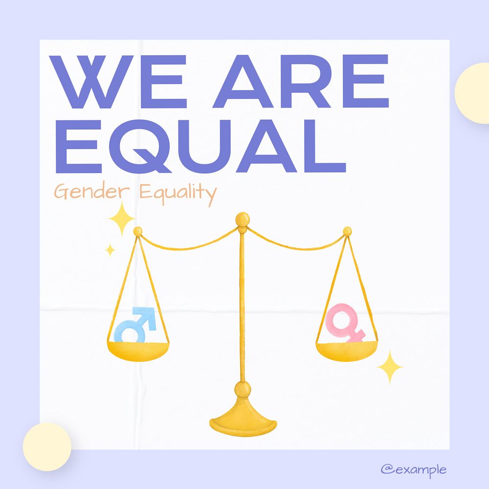 Gender equality Instagram post template, editable text