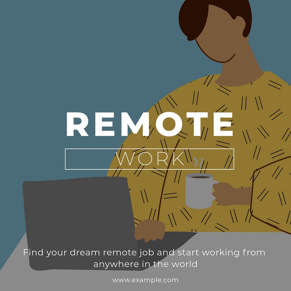 Remote work Instagram post template, editable text