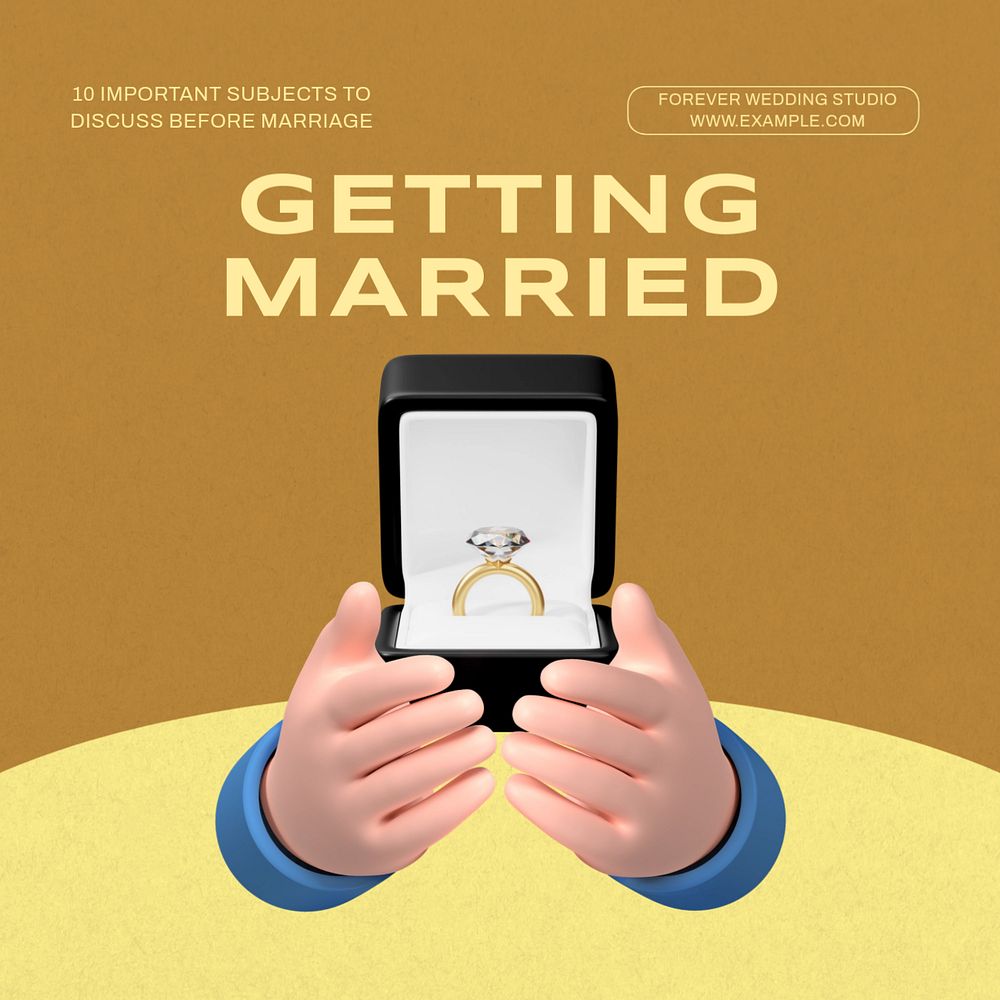 Marriage Instagram post template, editable text