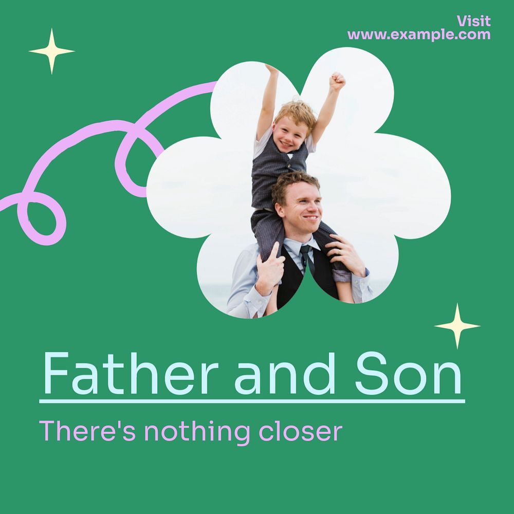 Father and son Instagram post template, editable text