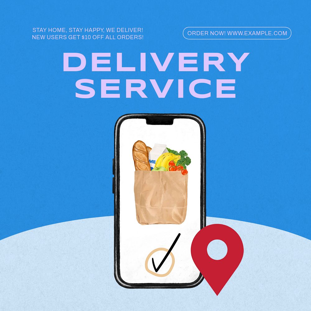Delivery service Instagram post template, editable text