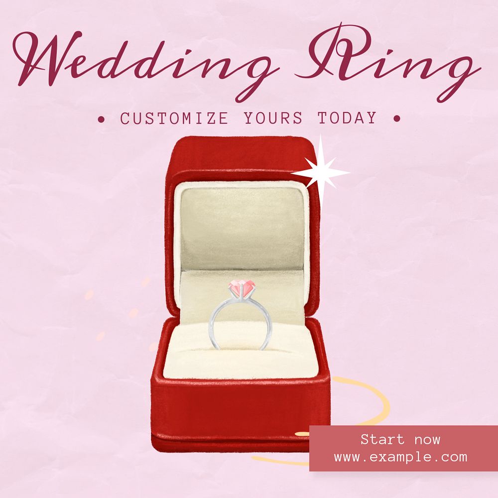 Wedding ring Instagram post template, editable text