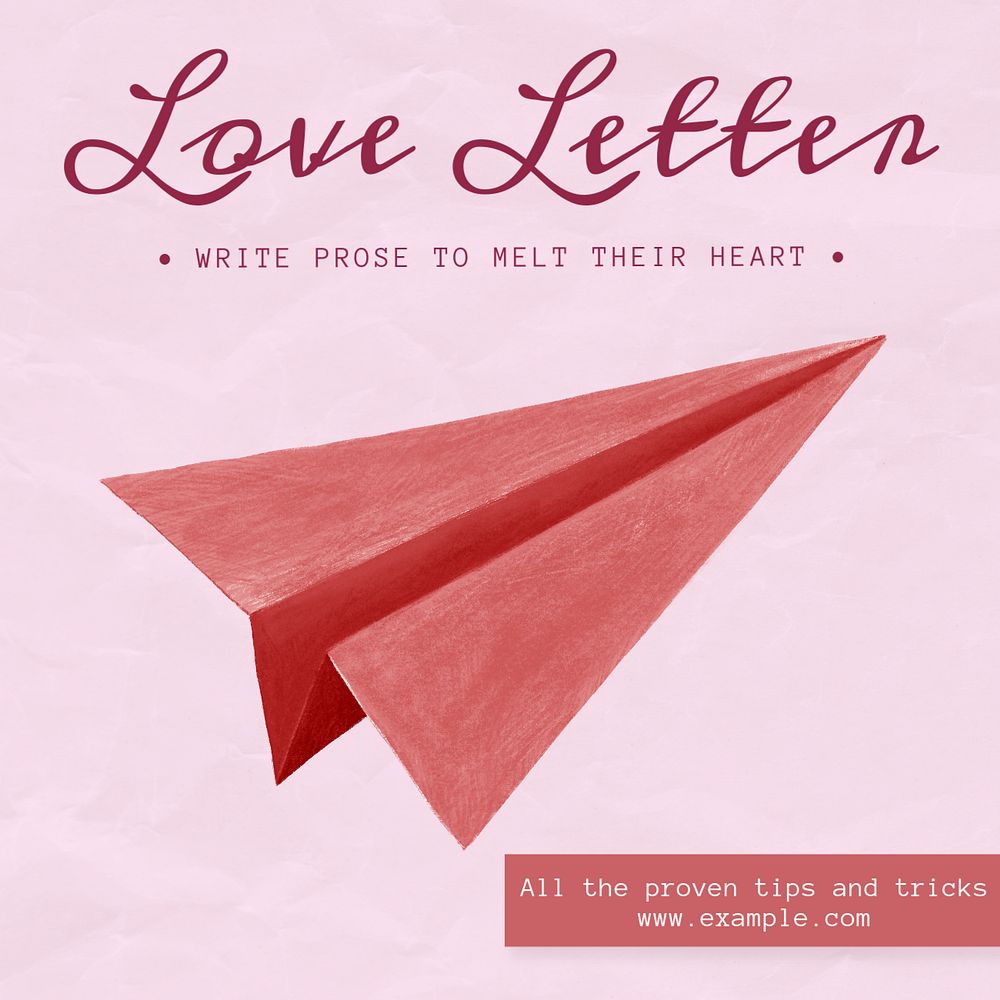 Love letter Instagram post template, editable text
