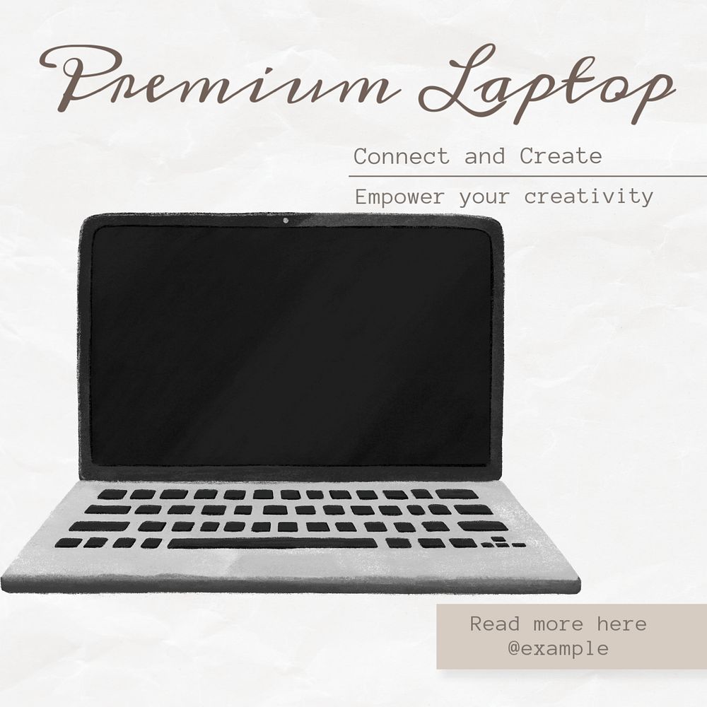 Laptop Instagram post template, editable text