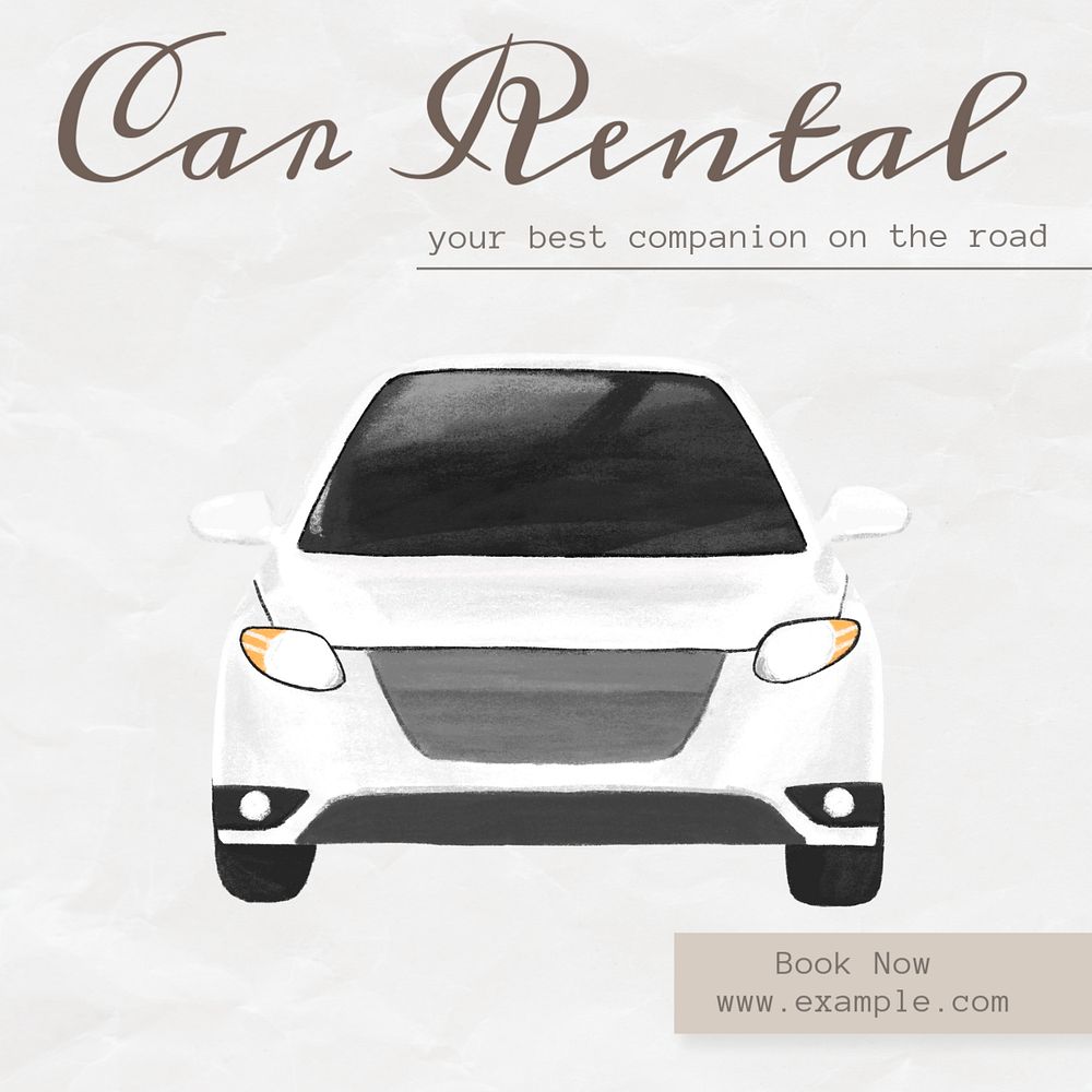 Car rental Instagram post template, editable text