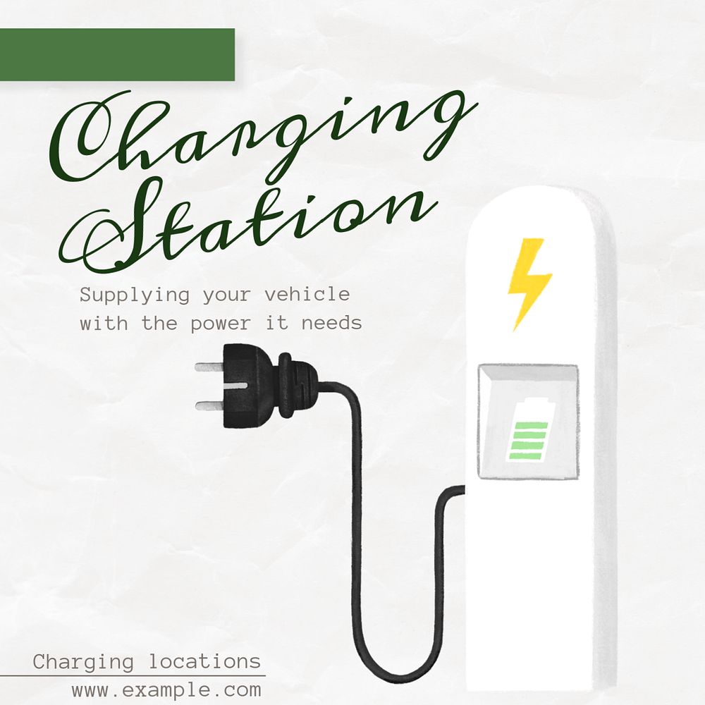 Charging station Instagram post template, editable text