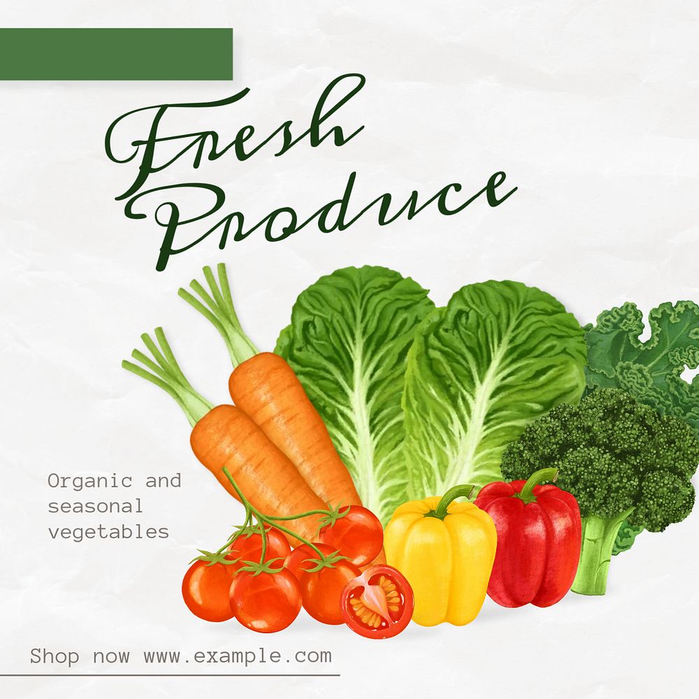 Farm fresh vegetables Instagram post template, editable text