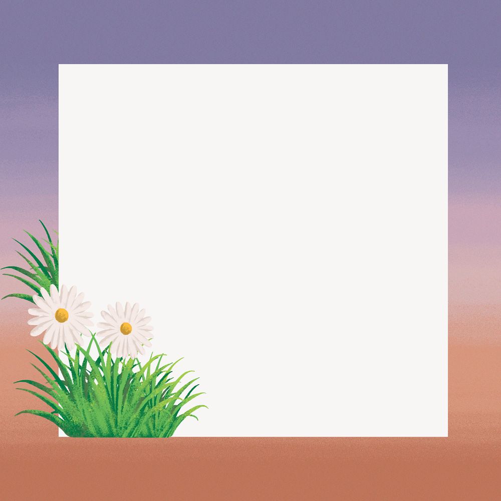 Editable daisy flower gradient frame, painting illustration