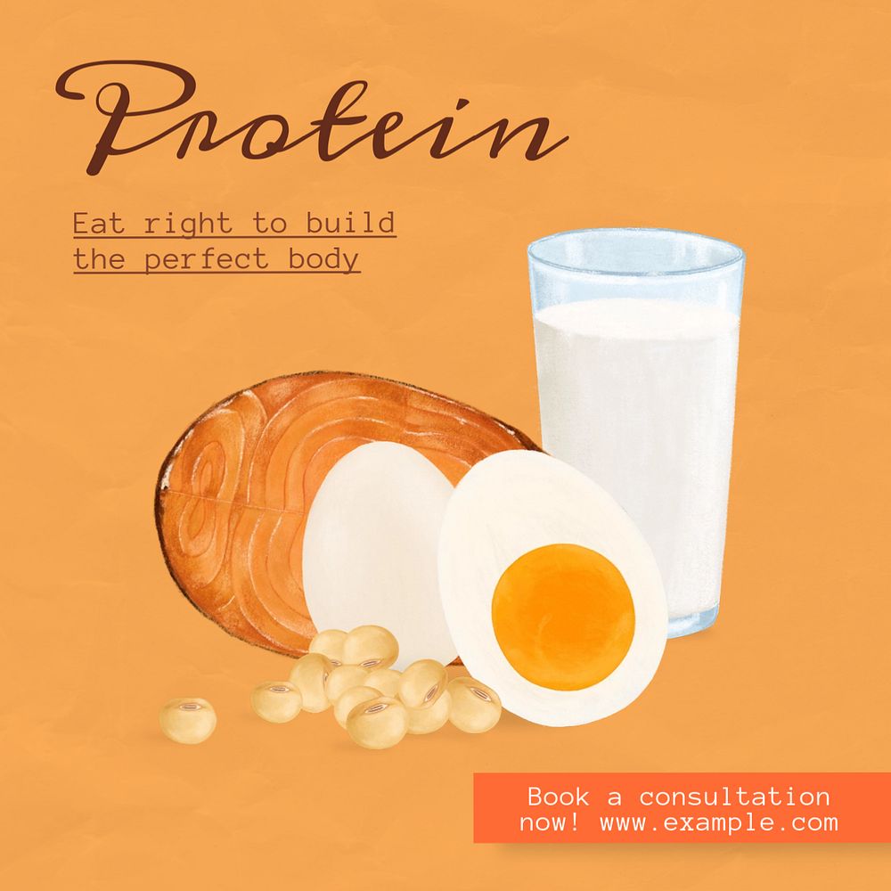 Protein & nutrition Instagram post template, editable text