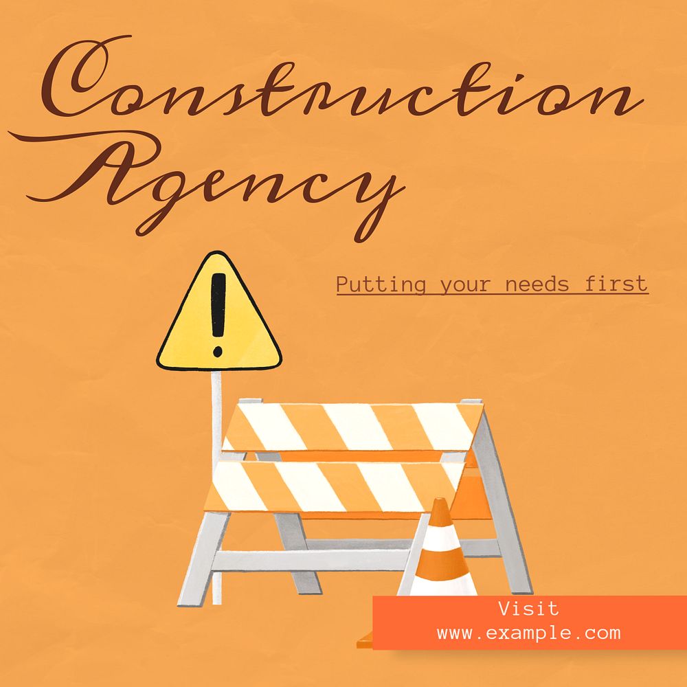 Construction agency Instagram post template, editable text