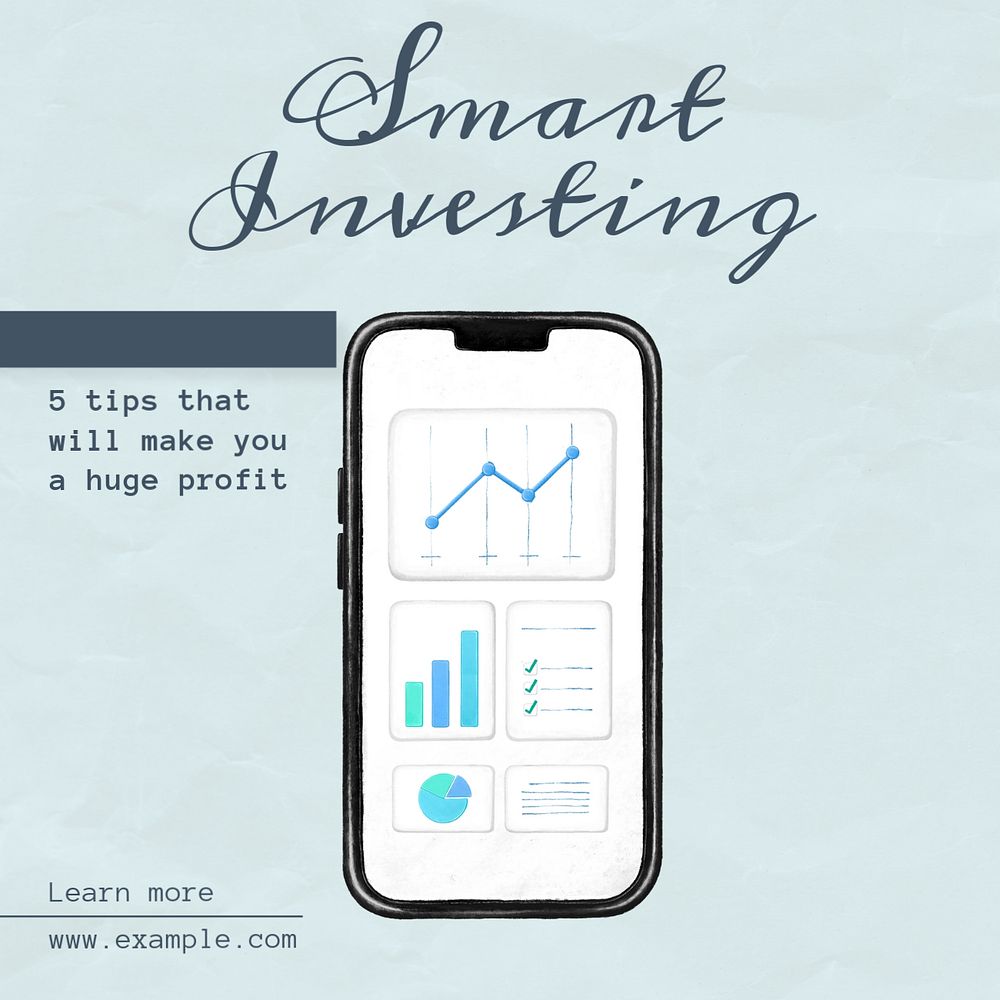 Digital investment Instagram post template, editable text