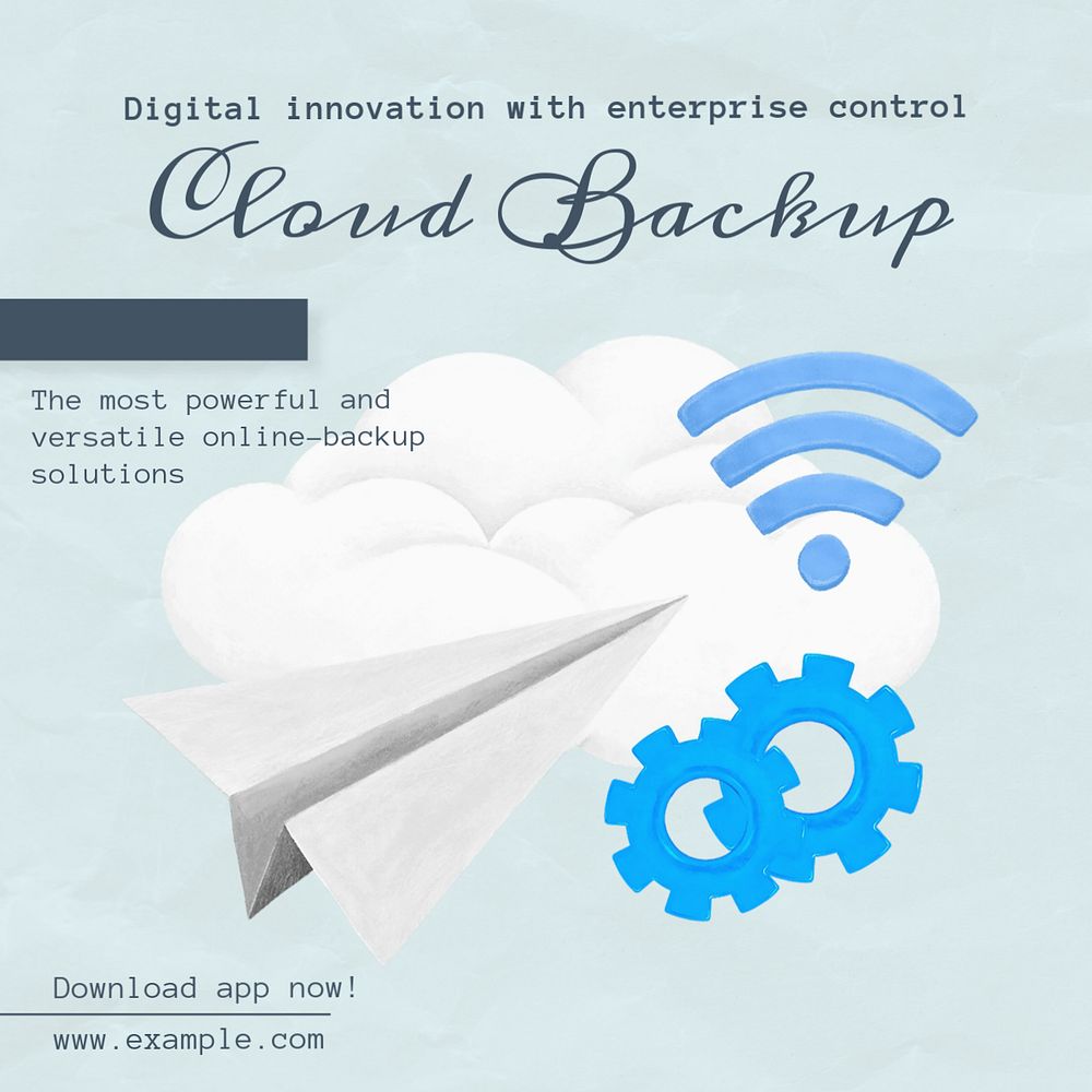 Cloud backup Instagram post template, editable text