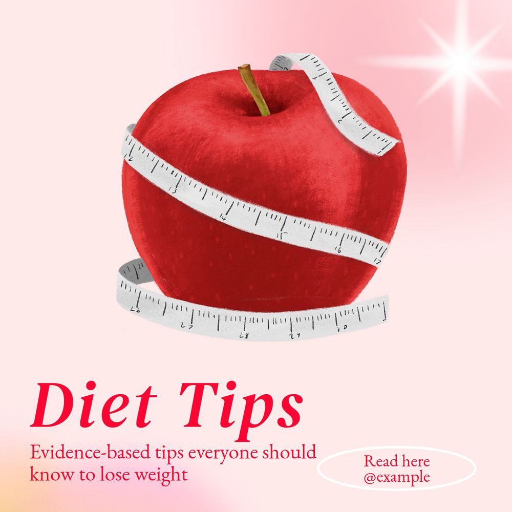 Diet tips Instagram post template, editable text