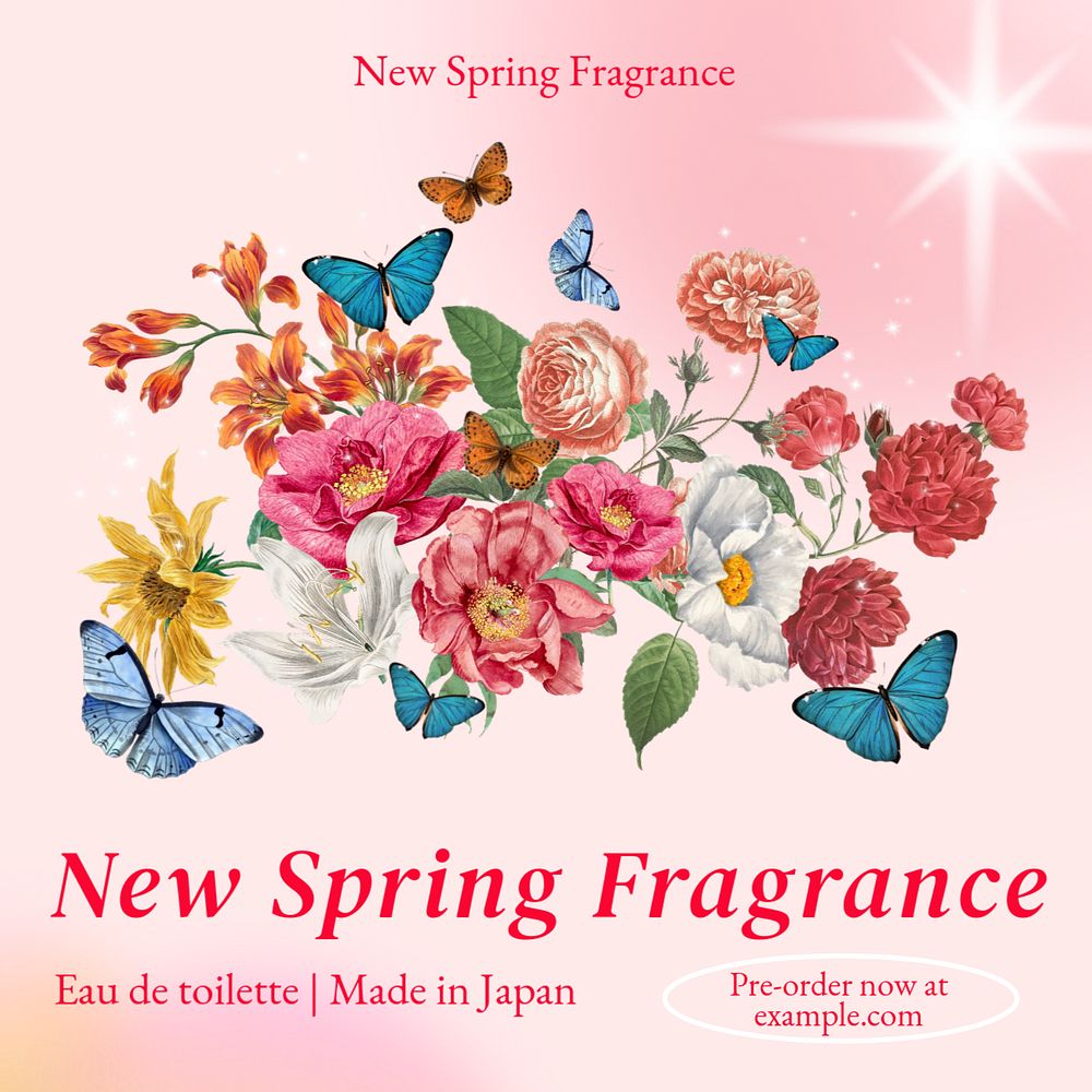 Spring fragrance Instagram post template, editable text