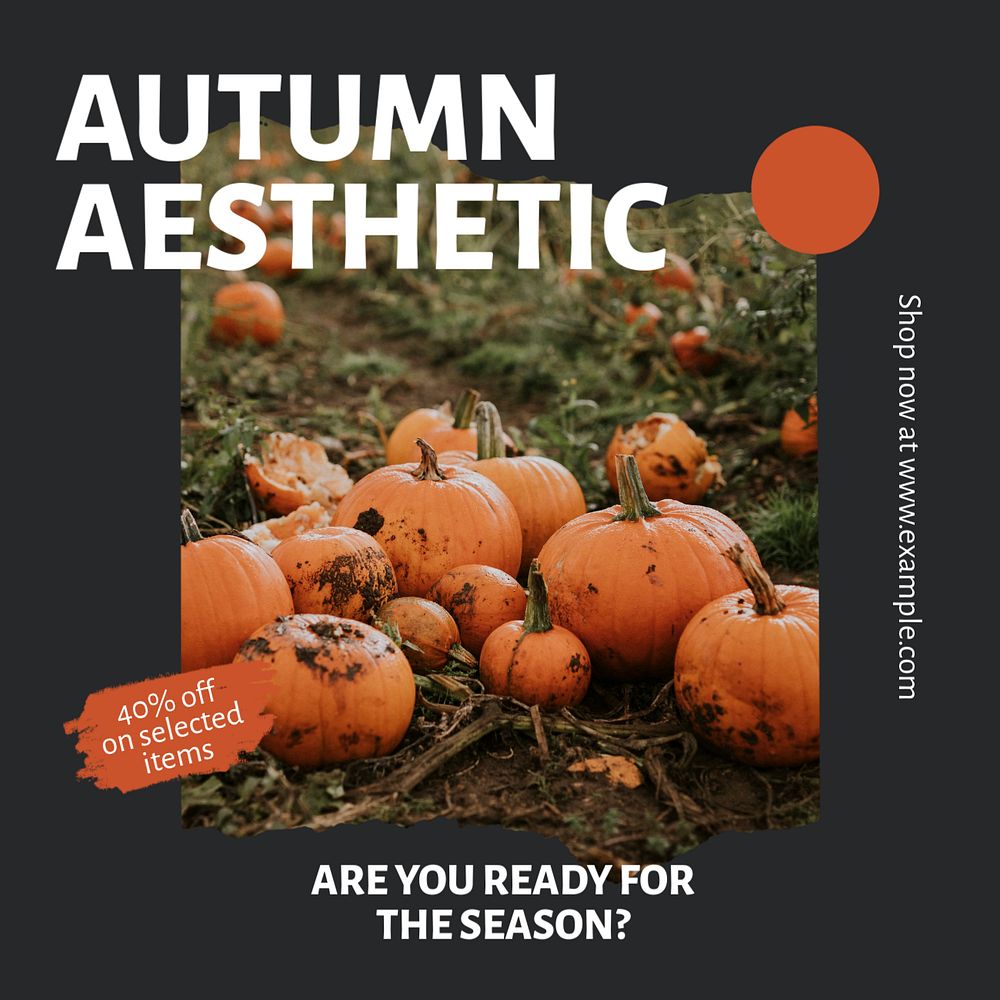 Autumn home decoration Instagram post template, editable text