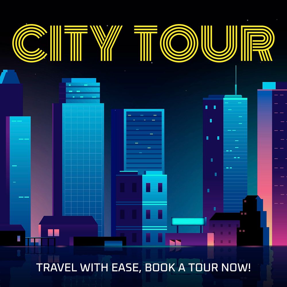 City tour Instagram post template, editable text