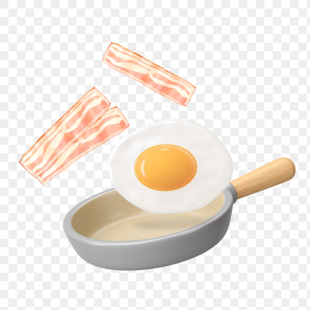 3D fried egg bacon, element editable illustration