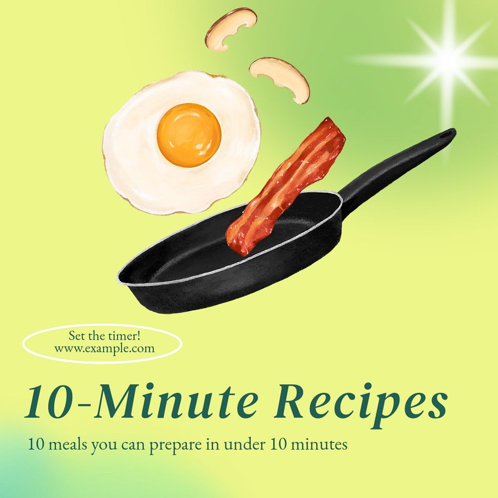 Quick food recipe Instagram post template, editable text