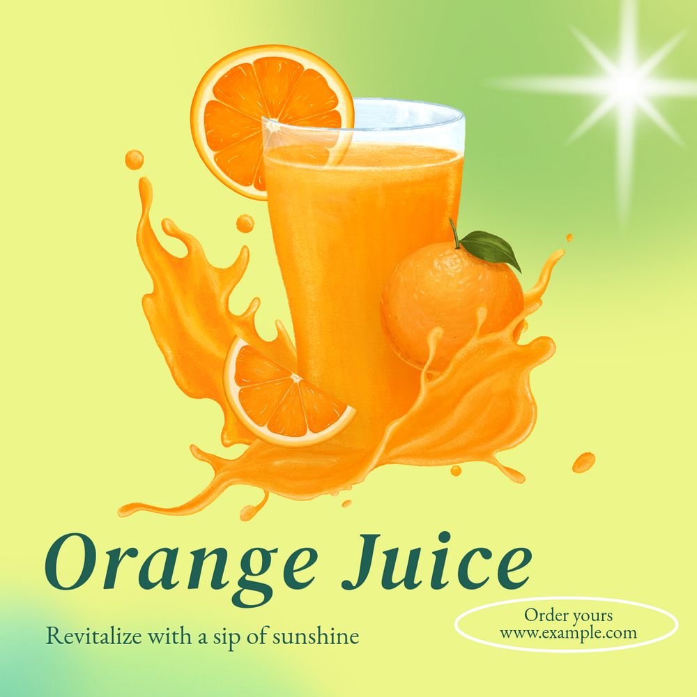 Orange juice Instagram post template, editable text