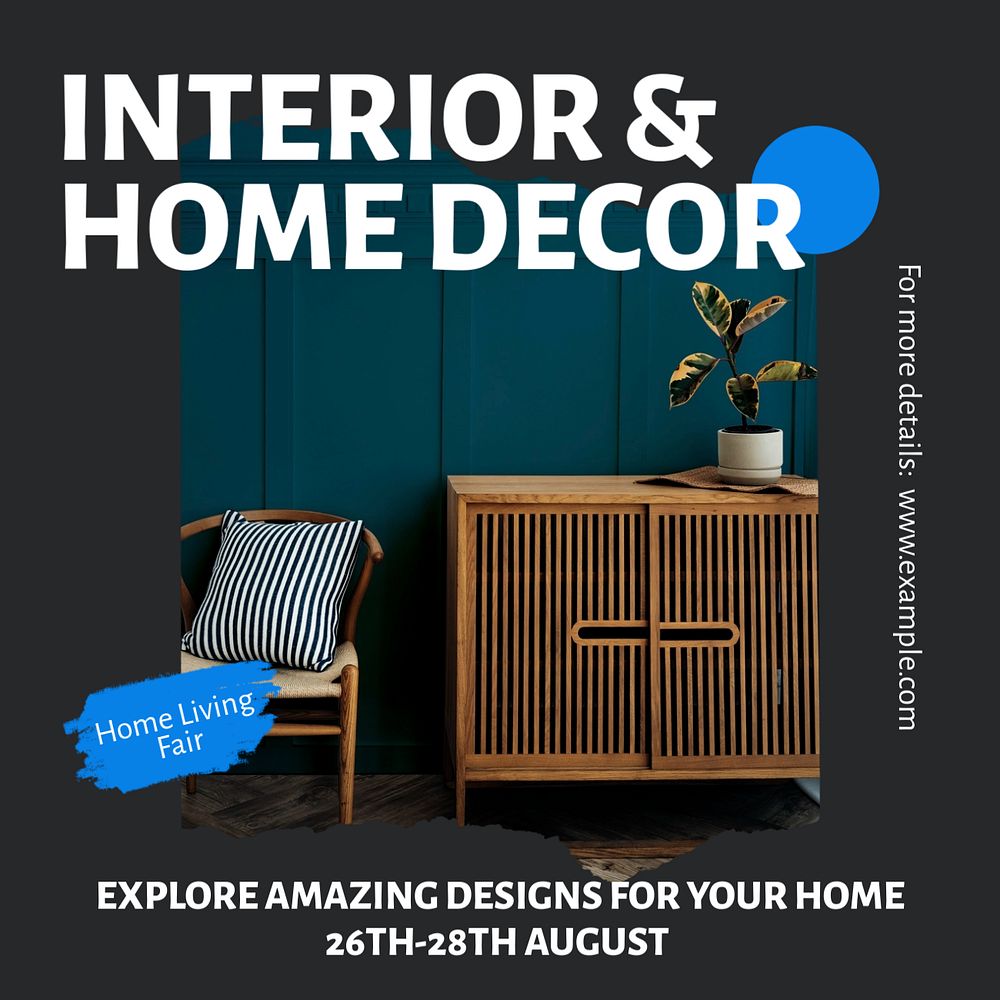 Interior & home decor Instagram post template, editable text