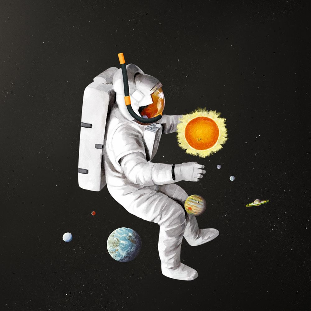 Aesthetic floating astronaut, galaxy editable remix