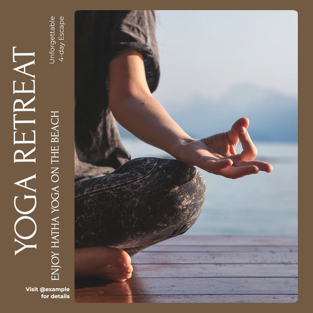 Yoga retreat Instagram post template, editable text