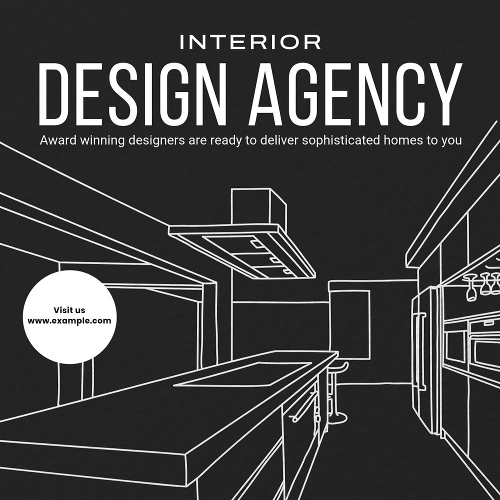 Interior design agency Instagram post template, editable text