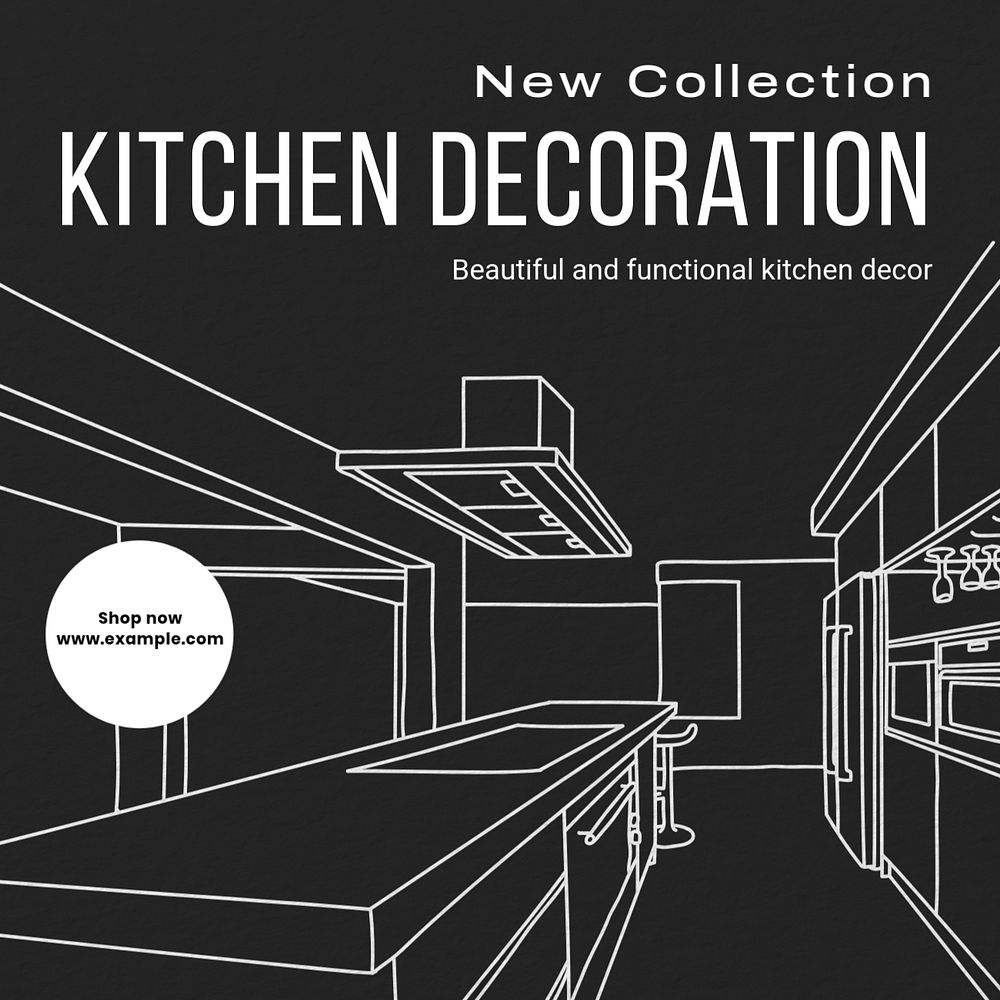 Kitchen decoration Instagram post template, editable text