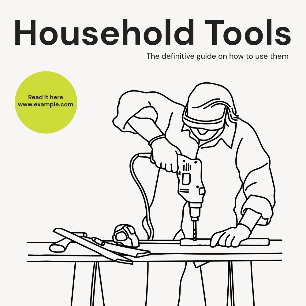 Household tools Instagram post template, editable text