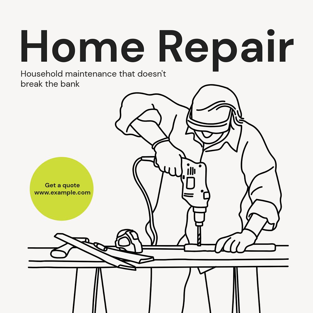 Home repair Instagram post template, editable text